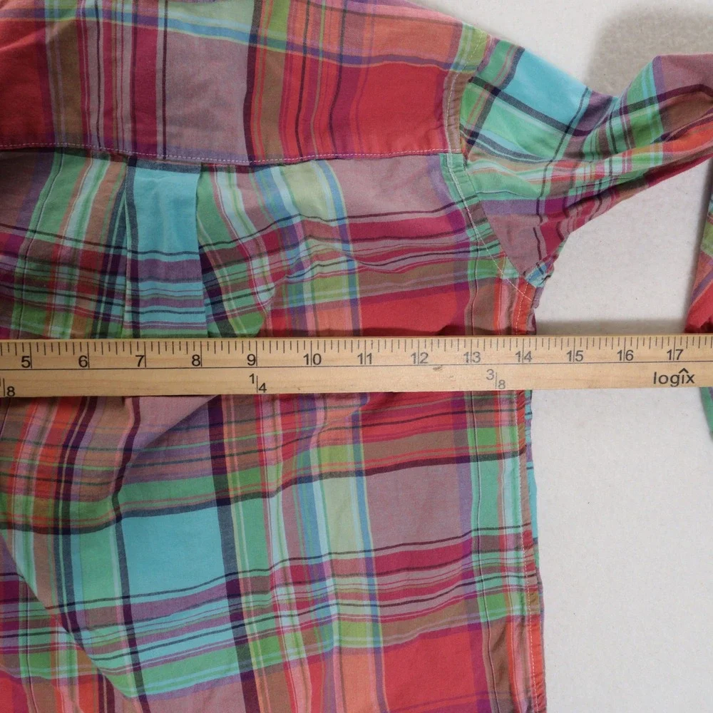 Ralph Lauren Button Down Shirt Boys 5 Plaid Madras Long Sleeve Cotton Preppy